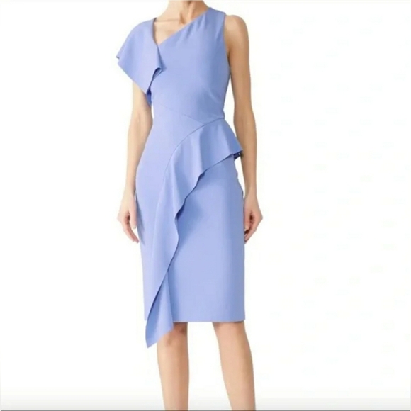 Parker Black. blue Asymmetric Ruffle Dress size 4 - Picture 1 of 11